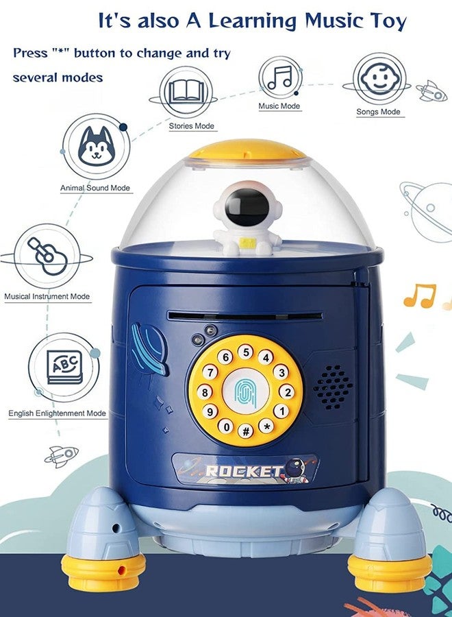 EXOMOON حصالة إكسومون الصاروخية للأطفال - حصالة نقود إلكترونية ذاتية التدوير لحفظ النقود الورقية، حصالة عملات معدنية بكلمة مرور، أفضل هدية للأطفال، حصالة آمنة - Image 3